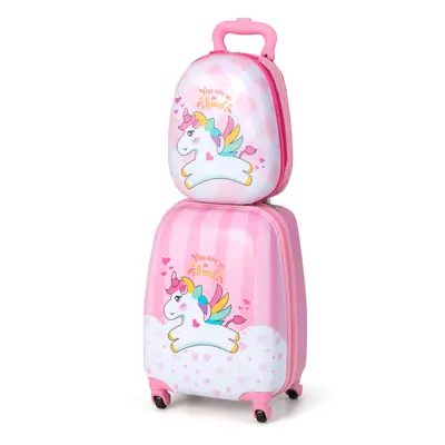 2PCS Kids Luggage Set 12" Backpack 16" Carry-on Suitcase with Wheels