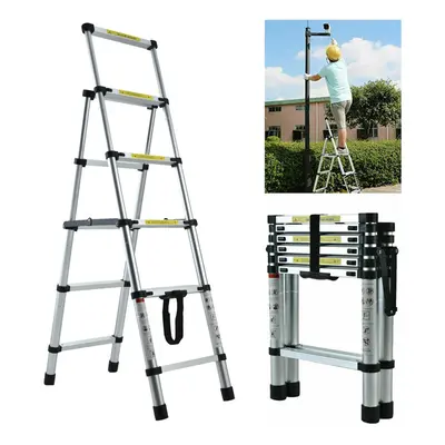 5 Telescopic Step Ladder Aluminium Heavy Duty 150KG/330lb Capacity Portable Extendable Anti-Slip