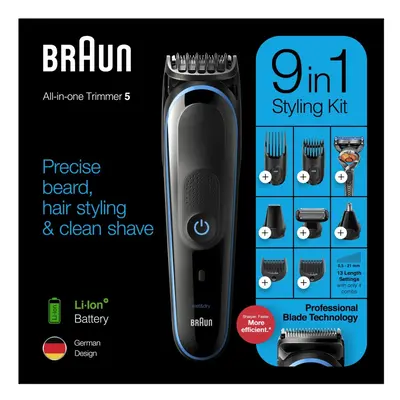 Braun MGK5280 9-in-1 All in One Trimmer, Hair Clipper UK Two Pin Plug