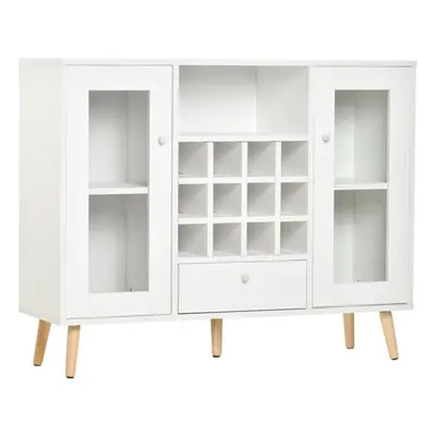 HOMCOM Sideboard Cabinet Kitchen Cupboard with Glass Doors, Drawer & Wine Rack