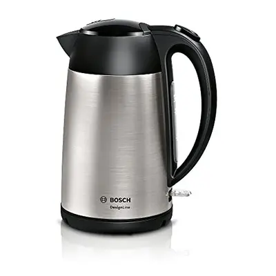 Bosch DesignLine TWK3P420GB Stainless Steel Cordless Kettle, 1.7 Litres, 3000W - Silver & Black