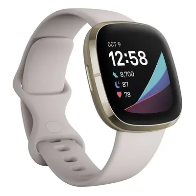 Fitbit Sense | Lunar White/Soft Gold Stainless Steel