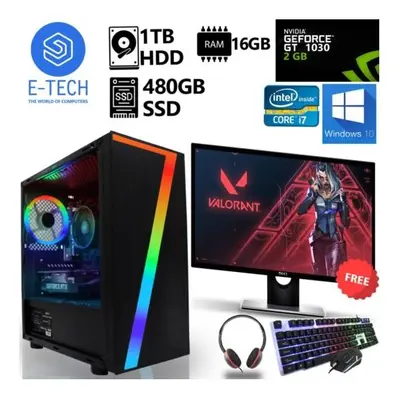 Gaming PC Bundle i7 16GB RAM 480GB SSD 1TB HDD GT Win Computer