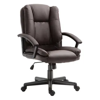 HOMCOM Swivel Executive Office Chair Mid Back PU Leather Chair w/ Arm, Brown