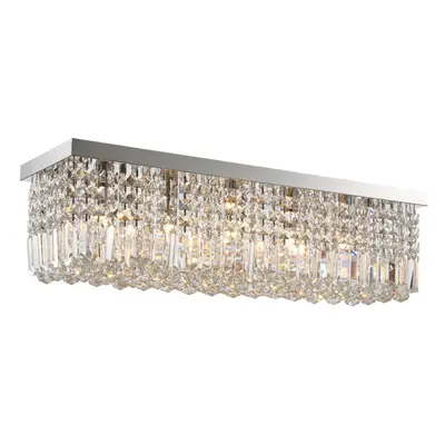 HOMCOM Modern Crystal Ceiling Light Square Chandelier for Home Office