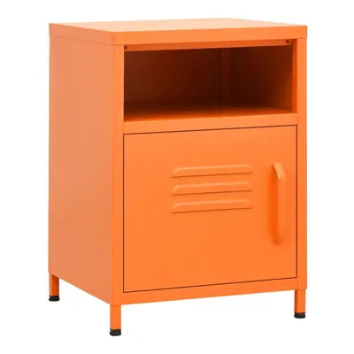 vidaXL Nightstand Orange Steel Home Bedroom Bedside Bed Side Storage Cabinet