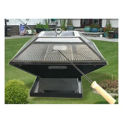 Steel Black Square Patio Heater Portable Fire Pit BBQ Camping Barbecue