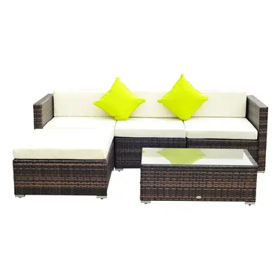 5pc Outsunny Rattan Garden Sofa Set With Coffee Table - Brown