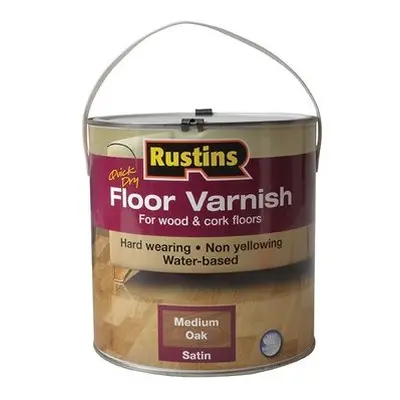 Rustins AFMO2500 Quick Dry Coloured Floor Varnish Medium Oak 2.5 Litre