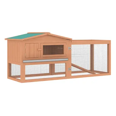 PawHut Wooden Rabbit Hutch Guinea Pig Run w/ Ramp and Removable Tray Outdoor