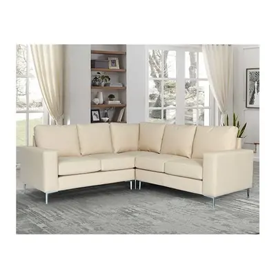 Baltic Faux Leather Corner Sofa In Ivory