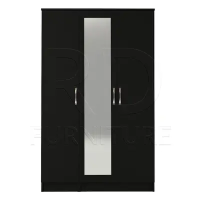 Ready assembled Classic Door Mirrored Wardrobe Black