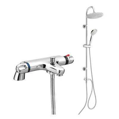 Thermostatic Bath Shower Mixer Tap With Round Way Shower Kit and Shower Heads