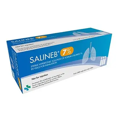 Salineb 7% Sterile Hypertonic Saline Solution 7% Sodium Chloride NaCl Vials for Inhalation x 4ml