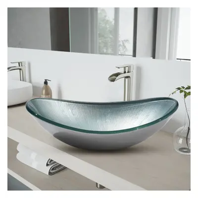 Oval Silver Glass Bathroom Sink Drain Set