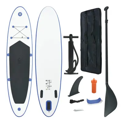 vidaXL Stand Up Paddle Board Set SUP Surfboard Inflatable Blue and White Sports