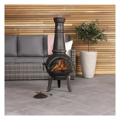 Bentley 120cm Extra-Large Open Bowl Mesh Cast Iron and Steel Chiminea Patio Heater Black