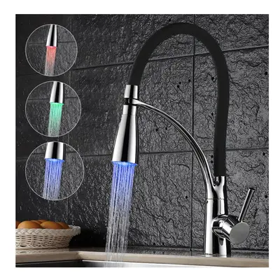 LED Kitchen Taps Pull Out Spray Basin Mixer Sink Tap Chrome Faucet