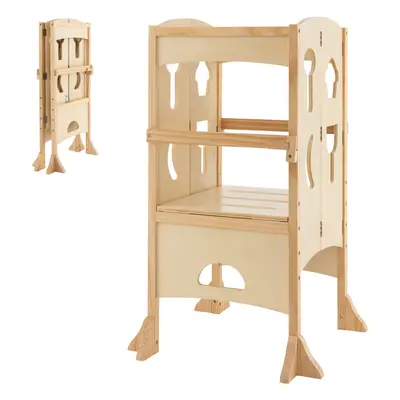 Kids' Kitchen Step Stool Wooden Folding Toddler Standing Safety Tower