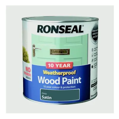 10 Year Weatherproof Satin Wood Paint, 2.5l Grey, 2.5l Grey, By Ronseal