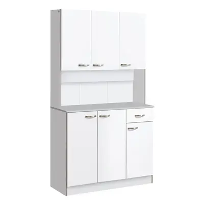 HOMCOM Freestanding Kitchen Cupboard, Storage Cabinet with Doors White