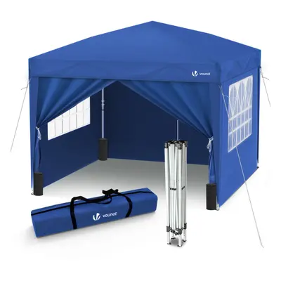 VOUNOT 3m x 3m Pop Up Gazebo with Sides & Weight Bags & Carry Bag, Blue