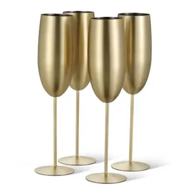 Oak & Steel - Gold Champagne Flutes Gift Set - Shatterproof Party Glasses, 285ml