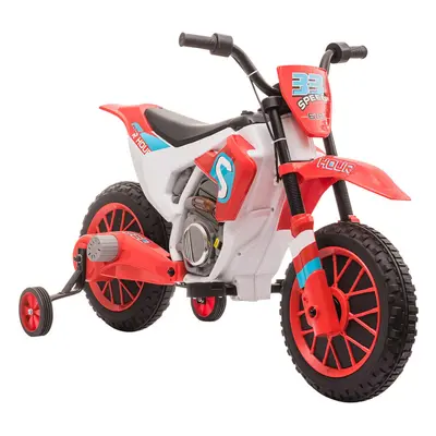 HOMCOM 12V Kids Electric Motorbike Ride-On Motorcycle w/ Training Wheels - Red