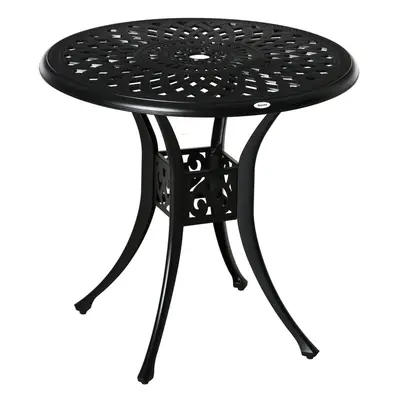 Outsunny 78cm Round Garden Dining Table with Parasol Hole Cast