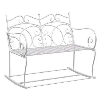 Outsunny Seater Metal Garden Bench Outdoor Rocking Chair Patio White Love Seat