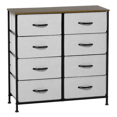 HOMCOM Drawer Fabric Chest of Drawers w/ Wooden Top for Hallway Grey