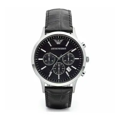 Emporio Armani Men'sÂ¦Black Leather StrapÂ¦Chrono DesignÂ¦Steel Case WatchÂ¦AR2447Â¦