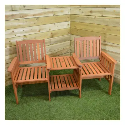 2 Person Wooden Garden Bench Tete-a-Tete Love Seat & Table Garden Furniture