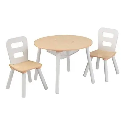 KidKraft Round Wooden Storage Table with Chairs Kids Children's Playroom/Bedroom Furniture, Natu