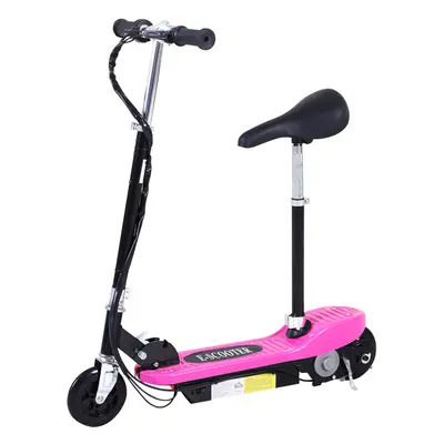 HOMCOM Foldable Powered Scooter 120W w/ Adjustable Seat and Brake, Pink