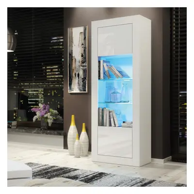 Display Cabinet 170cm LED Creative Furniture - White Gloss Doors