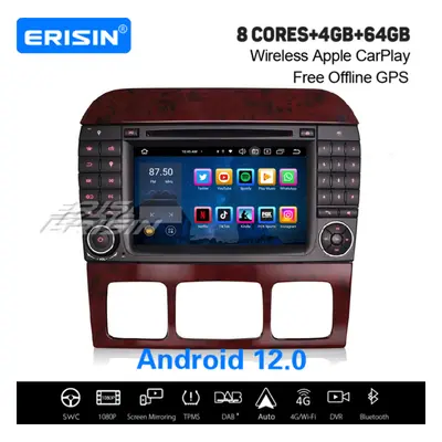 8-Core Android Car Stereo Mercedes BENZ S/CL-Class W215 W220 64GB CarPlay DAB+ Satnav WiFi OBD2