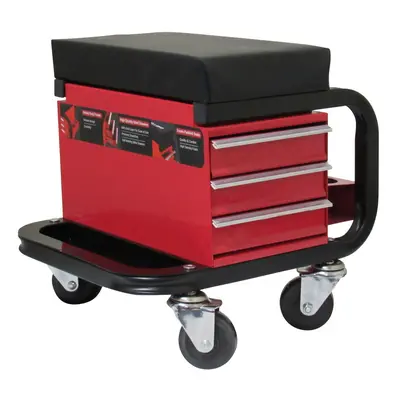 Mechanic Creeper Seat Workshop Trolley With Drawers (Padded Stool)