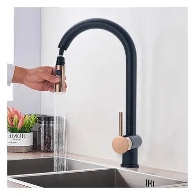 Black Brass Side Lever Mono Kitchen Pull Out Spout Tap Kitchen Tap Mixer Tap