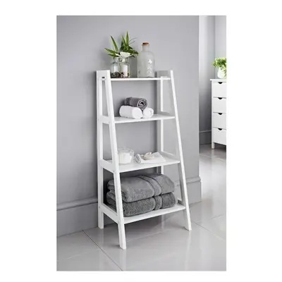 Stunning New England Style Maine Ladder Shelf Bathroom Storage Unit White