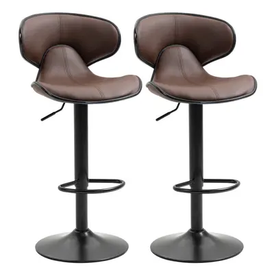 HOMCOM Adjustable Swivel Bar Stools Set of 2, Barstools for Counter Bar, Brown