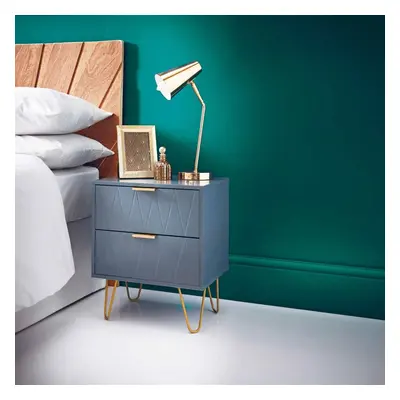 NEW Bedside Tables With Drawer Gold Legs Side Table Bedroom Furniture Grey