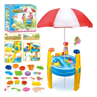 The Magic Toy Shop Umbrella Sand and Water Table Garden Sandpit Play Set Toy Sand Toys