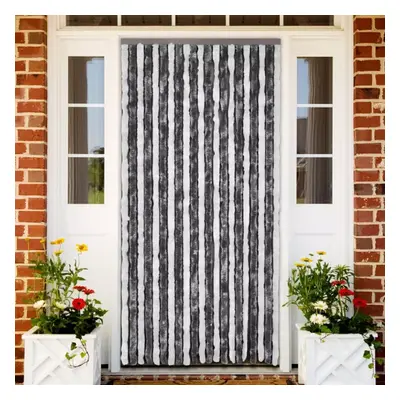 vidaXL Insect Curtain Grey and White 90x220cm Chenille Bug Door Mesh Screen