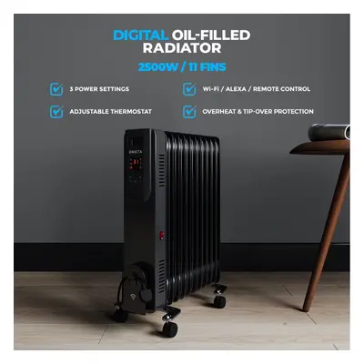 Ometa Oil Filled Radiator 2500W In Black