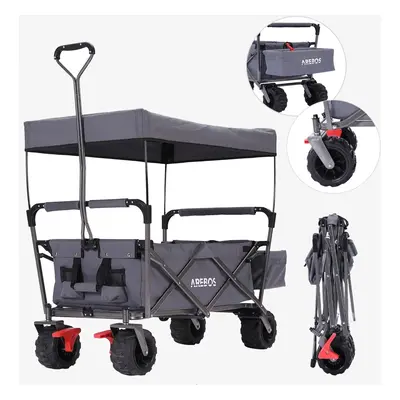 AREBOS Folding Handcart with Roof, Hand - Folding -Equipment Trolley with PocketsFront Wheel Bra