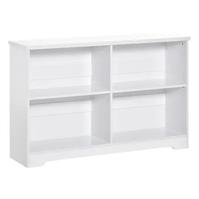 HOMCOM Simple Modern 4-Compartment Low Bookcase w/ Shelves Cube Display Office