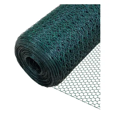 VOUNOT Chicken Wire Mesh, Metal Animal Fence, 13mm Holes, 1m x 50m, PVC Coated Green