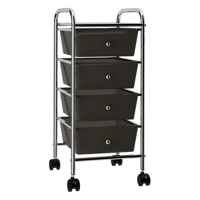 vidaXL 4-Drawer Mobile Storage Trolley Black Plastic Beauty Salon Trolley