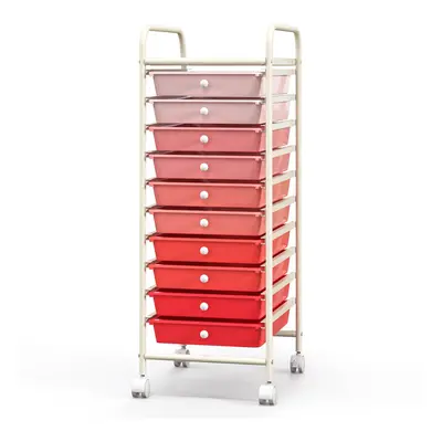 10 Drawers Storage Trolley Mobile Rolling Utility Cart Home Office Organizer